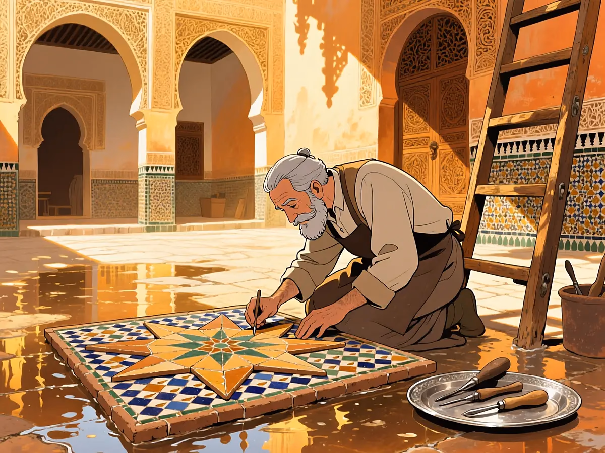 Illustration culture culture — zellige artisanat maroc patrimoine geometrie